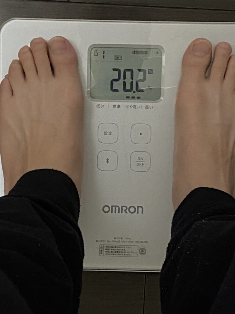 毎日30分ウォーキングする前の体脂肪率(検証結果を示すため)