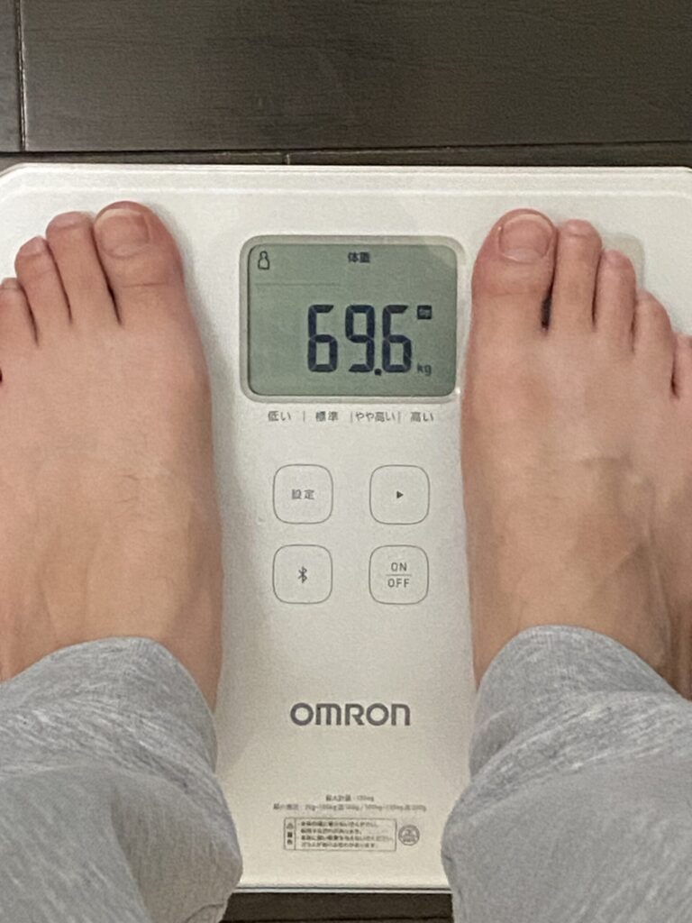 毎日30分ウォーキングをする前の体重(検証結果を示すため)