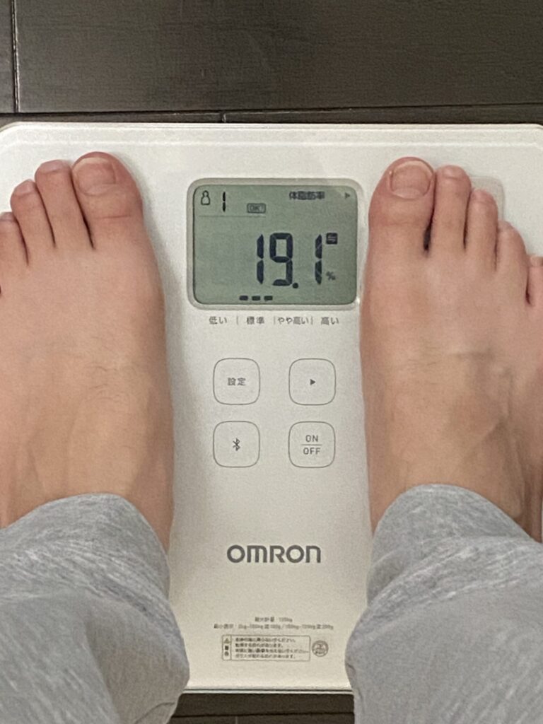 毎日30分ウォーキングした結果の体型(検証結果を示すため)